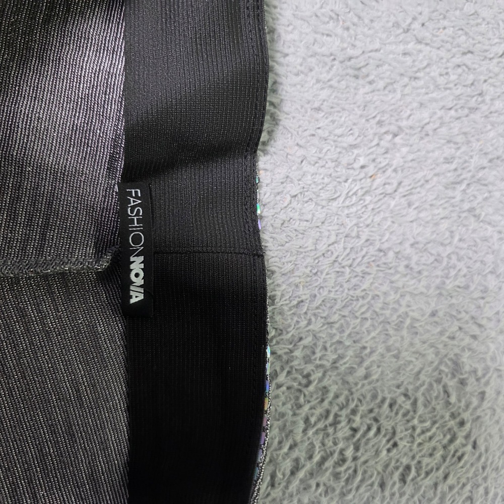 Fashion Nova Womens XL Stacked Leggings Holographic Disco Square Multi DT1521 - Picture 4 of 7